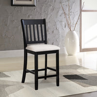 Casual Seating Black Finish Chairs Set Of 2 Rubberwood Transitional Slatted Back Design Dining Room Furniture Counter Chairs Solid White Dining Room Rubberwood Slat Back Engineered Wood Black White Painted Foam Dry Clean Rectangular