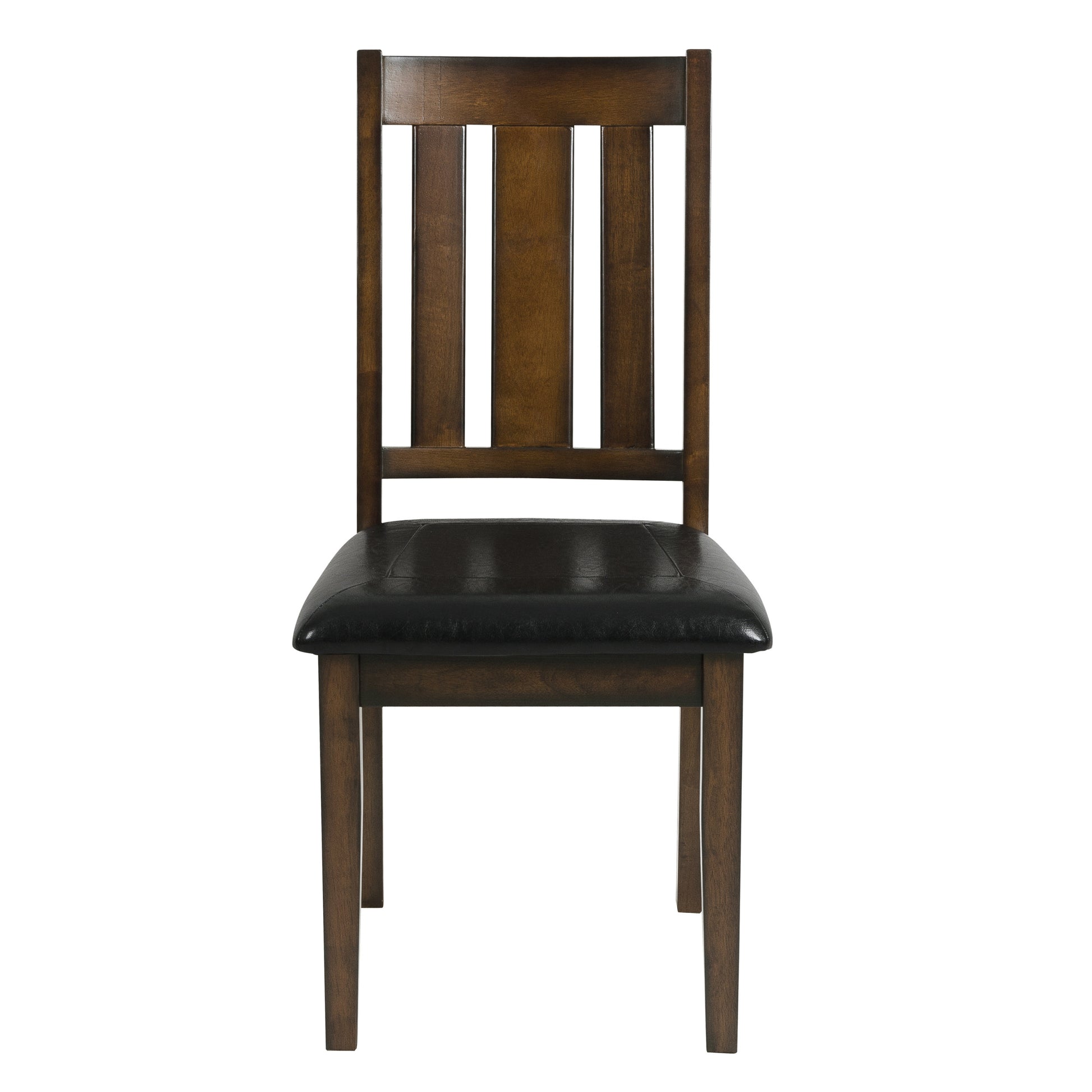 Dark Brown Cherry Finish 5Pc Dining Set Table With 4 Chairs Black Faux Leather Upholstery Wooden Kitchen Funiture Dinette Set Wood Brown Mix Seats 4 Wood Dining Room 48 Inches Rectangular Dining Table With Chair Wood