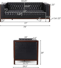 3 Seater Sofa Black Pu