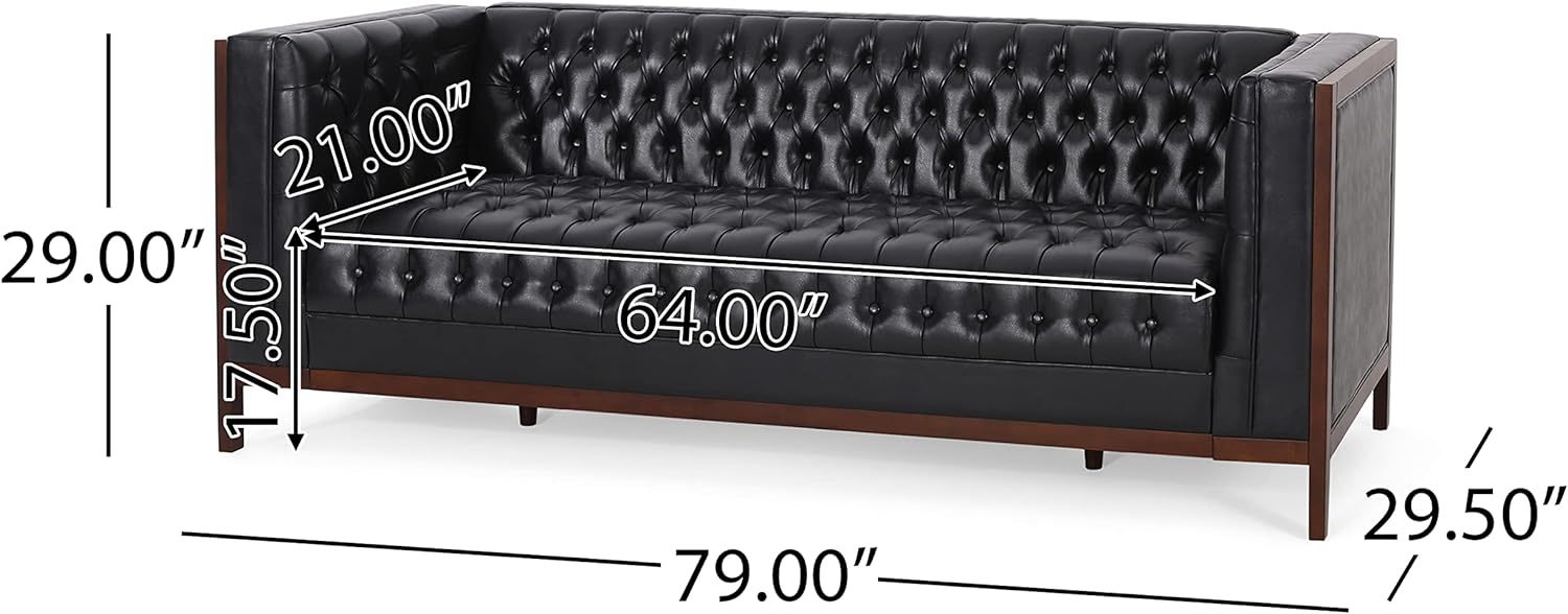 3 Seater Sofa Black Pu