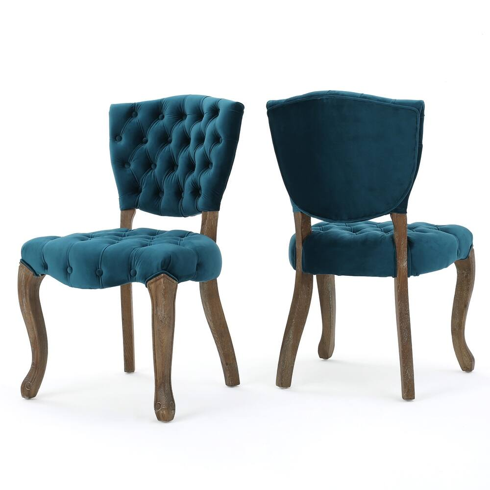 Kd Tufted Chair Wthr Set Of 2 Teal Altay Velvet