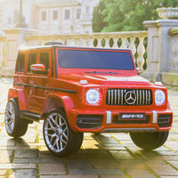 Licensed Mercedes Benz G63 Kids Ride On Car, 12V Electric Vehicle With Remote Control, Double Open Doors, Music, Bluetooth, Wheels Suspension, Battery Powered For Children Boy Girl Red Red Polyethylene