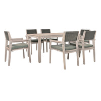 Outdoor Dining Set Patio Dining Table And Chairs With Rattan Backrest And Removable Cushions For Patio And Backyard, White Washed Yes White Washed Water Resistant Frame Water Resistant Cushion Garden & Outdoor Sectional Seating Groups Foam Acacia Wood