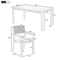 Outdoor Dining Set Patio Dining Table And Chairs With Rattan Backrest And Removable Cushions For Patio And Backyard, White Washed Yes White Washed Water Resistant Frame Water Resistant Cushion Garden & Outdoor Sectional Seating Groups Foam Acacia Wood