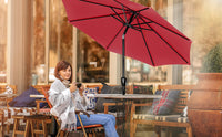 10' Patio Umbrella Outdoor Table Market Yard Umbrella With Push Button Tilt Crank Red Stainless Steel