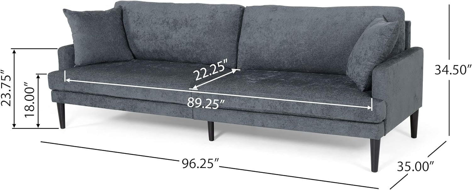 3 Seater Sofa Charcoal Fabric