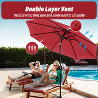 10' Patio Umbrella Outdoor Table Market Yard Umbrella With Push Button Tilt Crank Red Stainless Steel