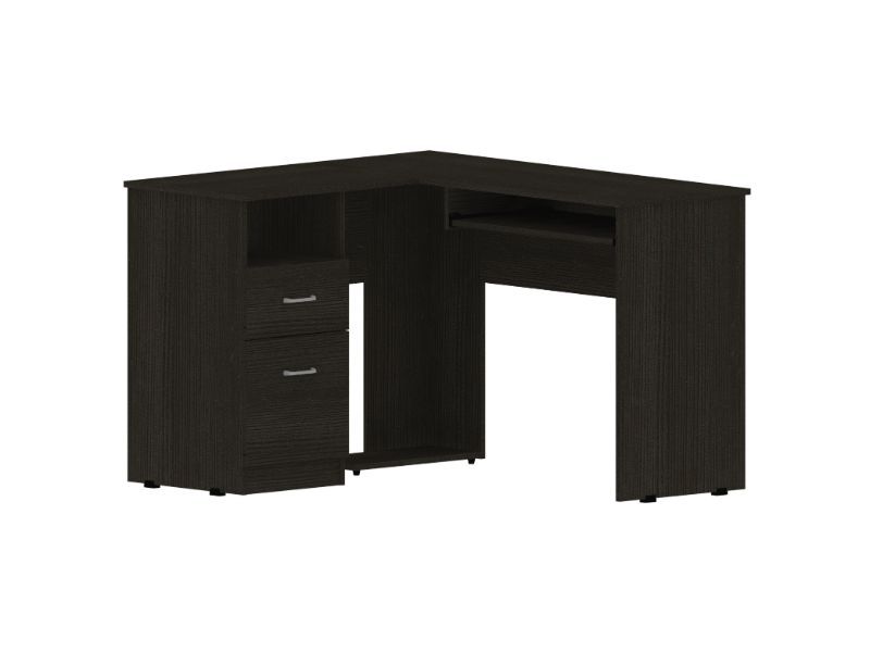 Raleigh L Shaped Desk, Two Drawers, One Shelf,