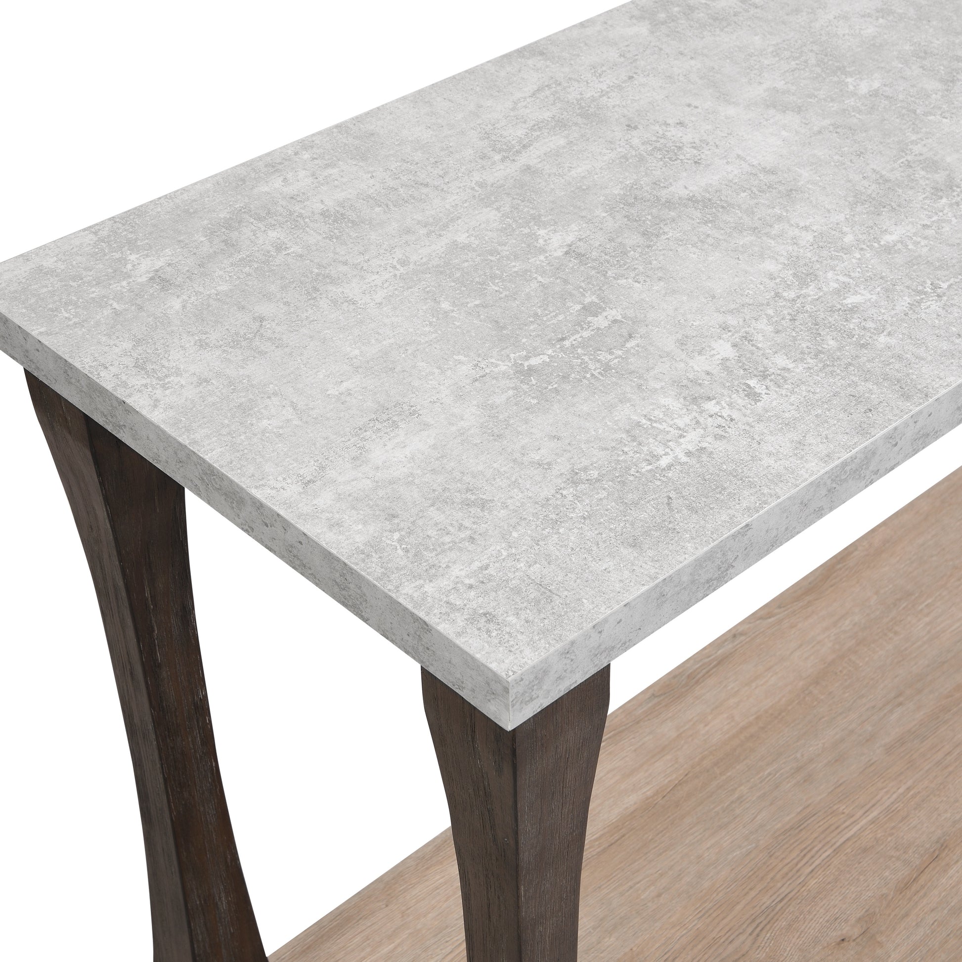 60 Inch Long Rectangle Mid Century Console Table For Entryway, Wood Sofa Table With 2 Tier Storage Shelf, Grey Tabletop Light Grey Natural Espresso Primary Living Space American Traditional,Antique