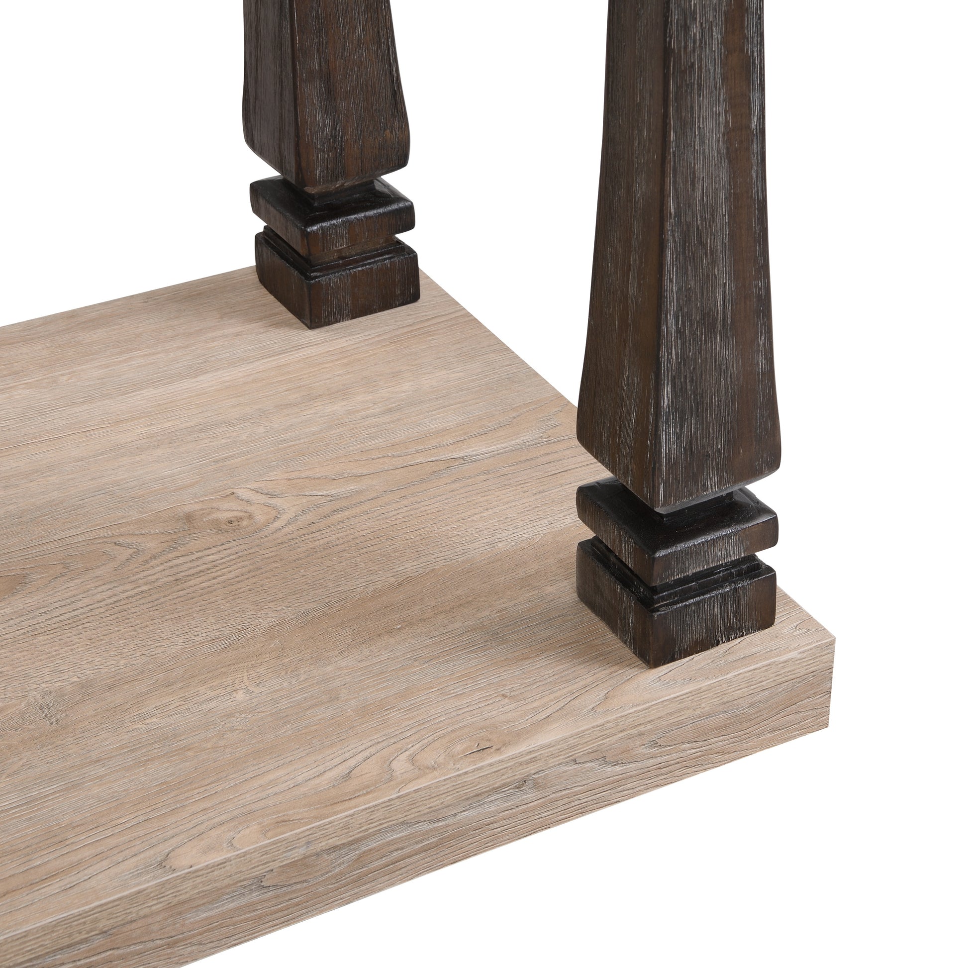 60 Inch Long Rectangle Mid Century Console Table For Entryway, Wood Sofa Table With 2 Tier Storage Shelf, Grey Tabletop Light Grey Natural Espresso Primary Living Space American Traditional,Antique