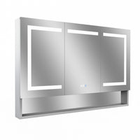 48 In. W X 32 In. H Large Rectangular Silver Aluminum Recessed Or Surface Mount Led Medicine Cabinet With Mirror Silver Aluminium