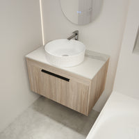 30 " Modern Design Float Bathroom Vanity With Ceramic Basin Set, Wall Mounted White Oak Vanity With Soft Close Door,Kd Packing,Kd Packing,2 Pieces Parcel Top Baa0014012Oo White Oak 2 Bathroom Wall Mounted Modern Plywood