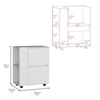 Glasgow Bar Cart Two Pull Down Door Cabinets And Two Open Shelves White Primary Living Space Mdf Engineered Wood