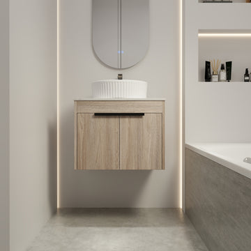 24 " Modern Design Float Bathroom Vanity With Ceramic Basin Set, Wall Mounted White Oak Vanity With Soft Close Door,Kd Packing,Kd Packing,2 Pieces Parcel Top Baa0014012Oo White Oak 2 Bathroom Wall Mounted Modern Plywood