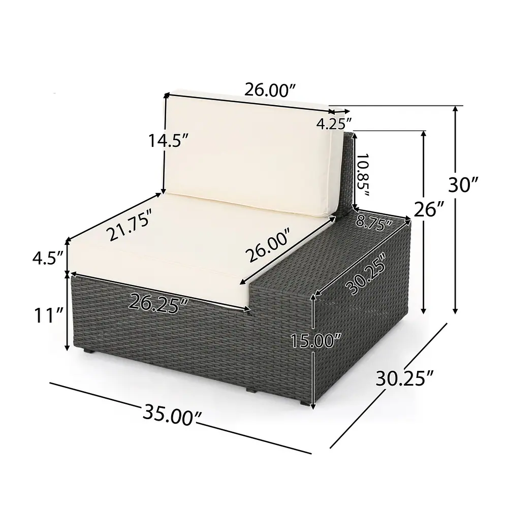 Santa Cruz Outdoor 8 Piece Sectional Set Yes Dark Brown Garden & Outdoor Sectional Seating Groups Pe Rattan Iron Waterproof Fabric