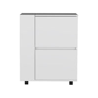 Glasgow Bar Cart Two Pull Down Door Cabinets And Two Open Shelves White Primary Living Space Mdf Engineered Wood