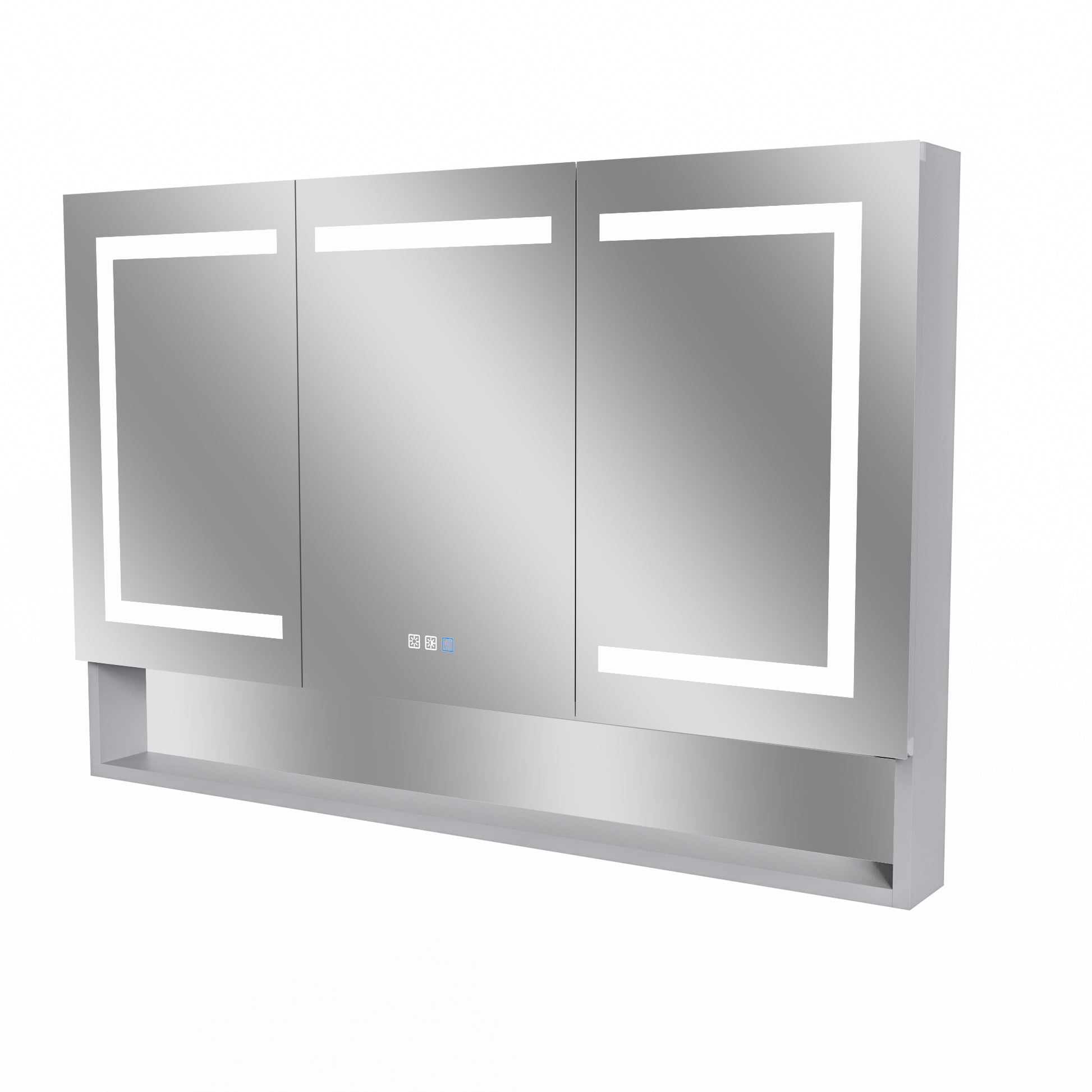 48 In. W X 32 In. H Large Rectangular Silver Aluminum Recessed Or Surface Mount Led Medicine Cabinet With Mirror Silver Aluminium