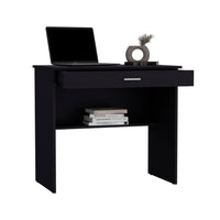 80 C Writting Desk, Compact Workstation With Drawer And Lower Shelf Black Computer Desk Office Modern Freestanding Rectangular Shelves Desk Rectangular Mdf Engineered Wood