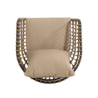 Outdoor Patio Chair With Cushions Set Of 2 Beige Black Pe Rattan Iron Waterproof Fabric