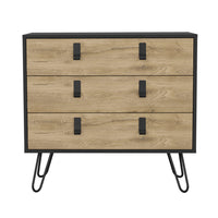 Kimball Hairpin Legs Dresser With 3 Drawers And Modern Design Multicolor Particle Board Engineered Wood