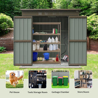 Outdoor Storage Shed 6X4 Ft, Metal Tool Sheds Storage House With Lockable Double Door, Large Bike Shed Waterproof For Garden, Backyard, Lawn Brown Metal