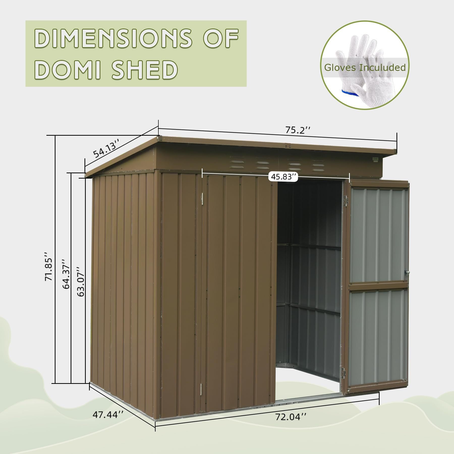 Outdoor Storage Shed 6X4 Ft, Metal Tool Sheds Storage House With Lockable Double Door, Large Bike Shed Waterproof For Garden, Backyard, Lawn Brown Metal