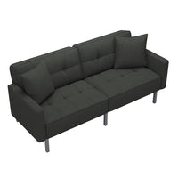 Orisfur. Linen Upholstered Modern Convertible Folding Futon Sofa Bed For Compact Living Space, Apartment, Dorm, Black Black Foam Linen