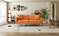 Orisfur. Linen Upholstered Modern Convertible Folding Futon Sofa Bed For Compact Living Space, Apartment, Dorm Orange Foam Linen