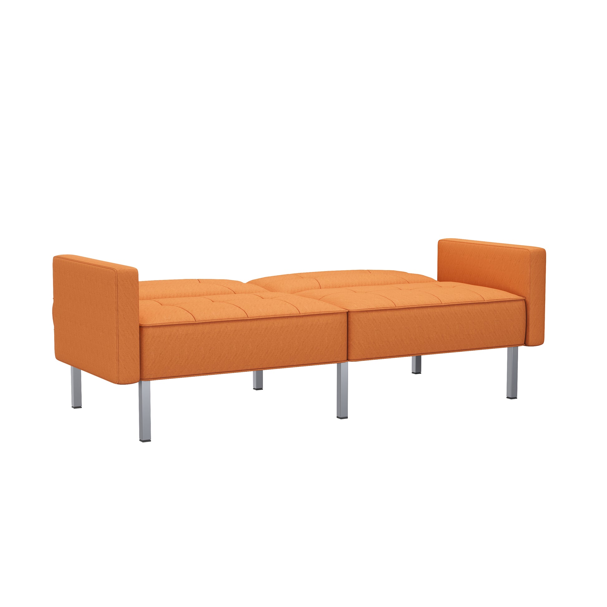 Orisfur. Linen Upholstered Modern Convertible Folding Futon Sofa Bed For Compact Living Space, Apartment, Dorm Orange Foam Linen