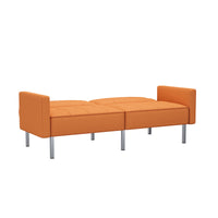 Orisfur. Linen Upholstered Modern Convertible Folding Futon Sofa Bed For Compact Living Space, Apartment, Dorm Orange Foam Linen