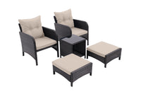 5 Piece Outdoor Patio Furniture Set,All Weather Pe Rattan Conversation Chairs With Armrest And Removable Cushions,Ottomans And Storage Coffee Table For Poolside Garden Balcony Deck Dust Grey Yes Grey Pe Rattan Iron Waterproof Fabric