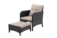 5 Piece Outdoor Patio Furniture Set,All Weather Pe Rattan Conversation Chairs With Armrest And Removable Cushions,Ottomans And Storage Coffee Table For Poolside Garden Balcony Deck Dust Grey Yes Grey Pe Rattan Iron Waterproof Fabric