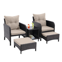 5 Piece Outdoor Patio Furniture Set,All Weather Pe Rattan Conversation Chairs With Armrest And Removable Cushions,Ottomans And Storage Coffee Table For Poolside Garden Balcony Deck Dust Grey Yes Grey Pe Rattan Iron Waterproof Fabric