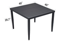 Outdoor Patio Aluminum 40"X40" Square Dining Table With Tapered Feet & Umbrella Hole, Ember Black Ember Black Rust Resistant Frame Garden & Outdoor Contemporary Complete Patio Sets Aluminum