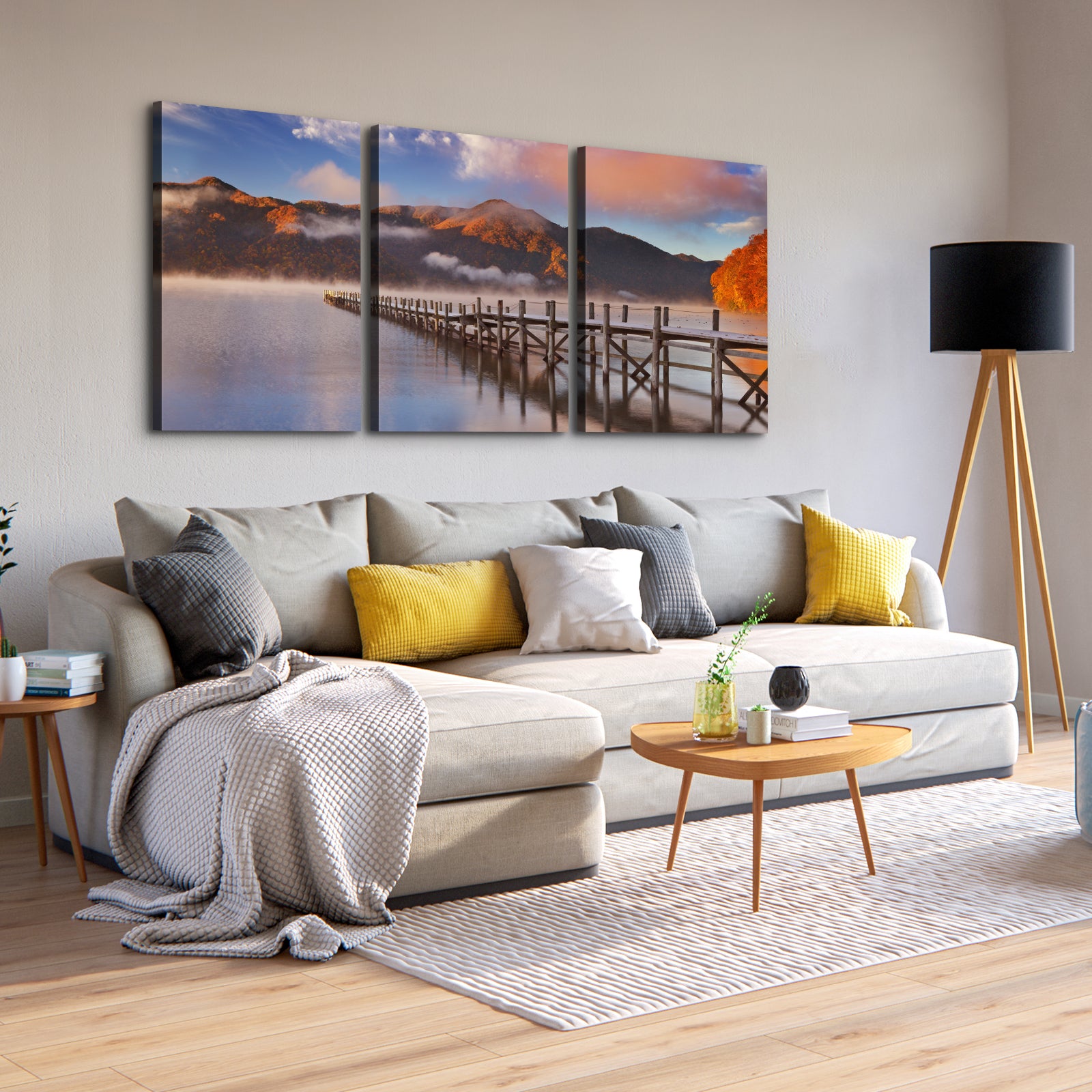 3 Panels Framed Jetty & Lake Canvas Wall Art Decor,3 Pieces Mordern Canvas Decoration Painting For Office,Dining Room,Living Room, Bedroom Decor Ready To Hang 2030In Thickness 1.5 Inch Rectangle Framed Multicolor Oversized 41In Canvas Nature Scenes