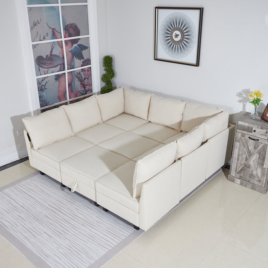 Oversized Modular Sectional Sofa ,9 Seater Sofa