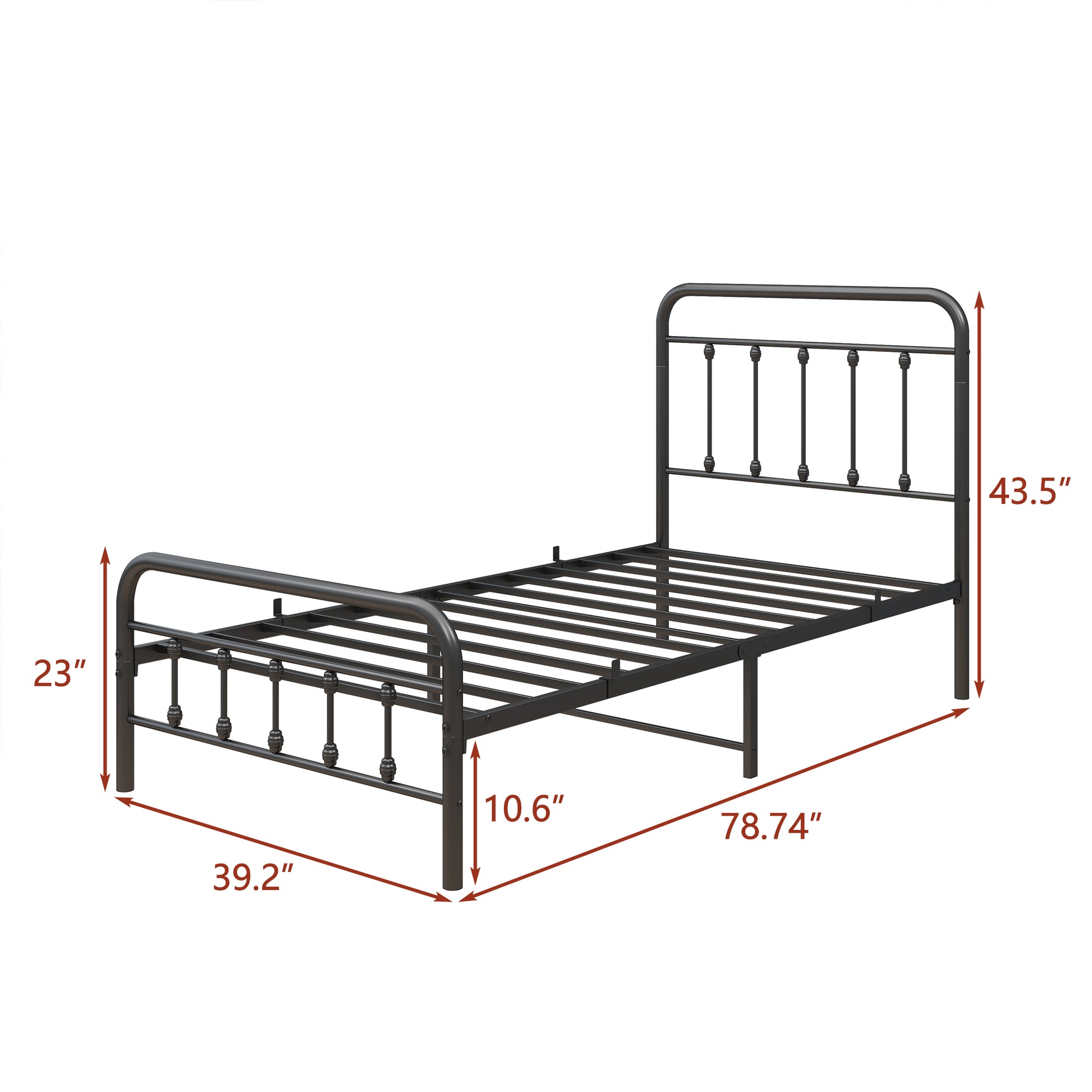 Metal Platform Bed Frame With Headboard No Box Spring Needed Twin Black Twin Black Metal