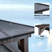 12' X 16' Hardtop Wood Gazebo For Patios, Outdoor Framed Gazebo With Polycarbonate Double Roof Canopy, Solid Wooden Framed Gazebo With Privacy Curtains And Mosquito Nettings For Garden, Backyard Black Aluminium