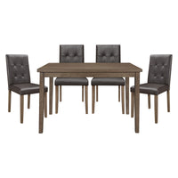 Walnut Brown Finish 5Pc Dining Set Rectangular Table And 4 Side Chairs Tufted Upholstered Seat Back Wooden Kitchen Set Dining Room Furniture Wood Wood Walnut Solid Back Seats 4 Dining Room 48 Inches Modern 4 Leg Rectangular Dining Table With Chair Wood