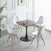 1 4,5Pieces Table And Chair,White Dining Sets,Kitchen Sets,Coffee Sets,Mdf Table And Fabric Chair White Black Mdf Metal