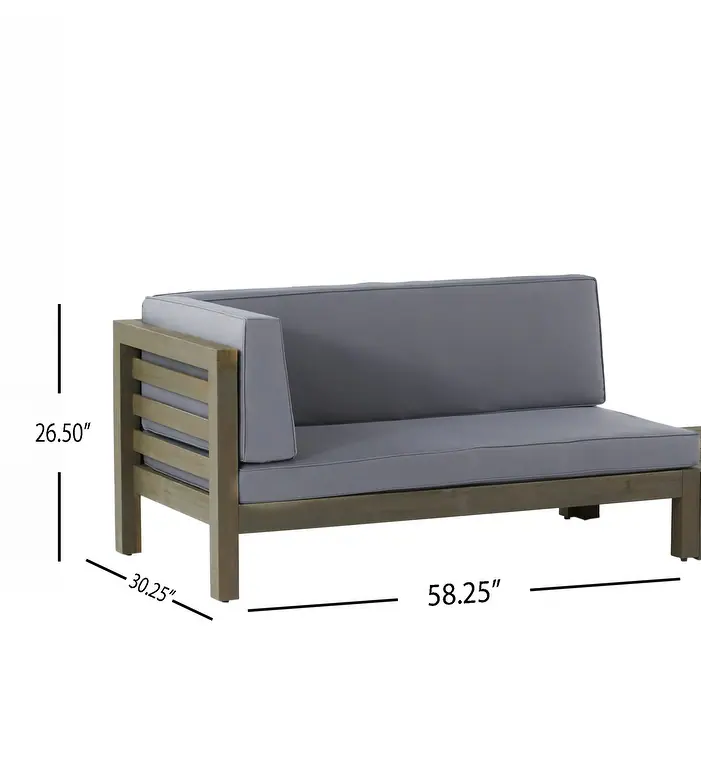 Oana Left Corner Bench And Coffee Table. Dark Grey Dark Grey Acacia Wood