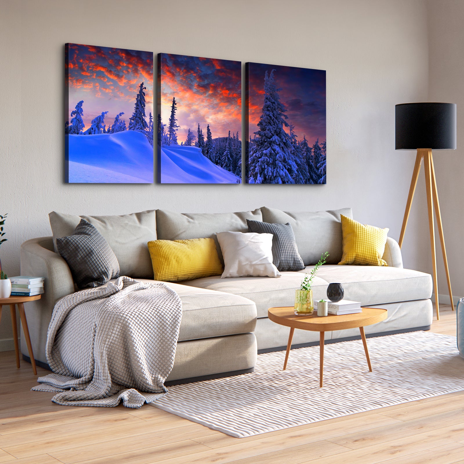 3 Panels Framed Winter Forest Canvas Wall Art Decor,3 Pieces Mordern Canvas Decoration Painting For Office,Dining Room,Living Room, Bedroom Decor Ready To Hang 1218In Thickness 1.5Inch Rectangle Framed Multicolor Oversized 41In Canvas Nature Scenes