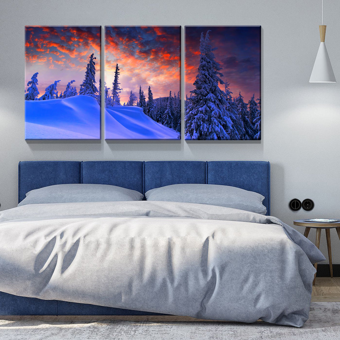 3 Panels Framed Winter Forest Canvas Wall Art Decor,3 Pieces Mordern Canvas Decoration Painting For Office,Dining Room,Living Room, Bedroom Decor Ready To Hang 1218In Thickness 1.5Inch Rectangle Framed Multicolor Oversized 41In Canvas Nature Scenes