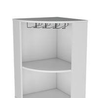 71" Corner Bar Cabinet With Five Shelves, Eight Bottle Cubbies And Stemware,White White Particle Board Particle Board