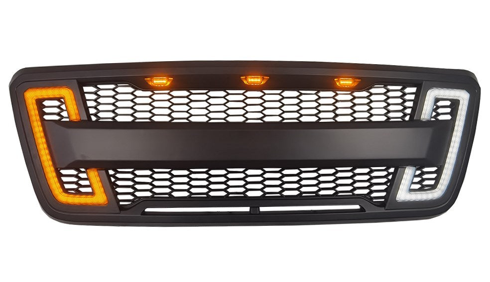 Grille For 2004 2008 Ford F150 With Led Lights Black Abs