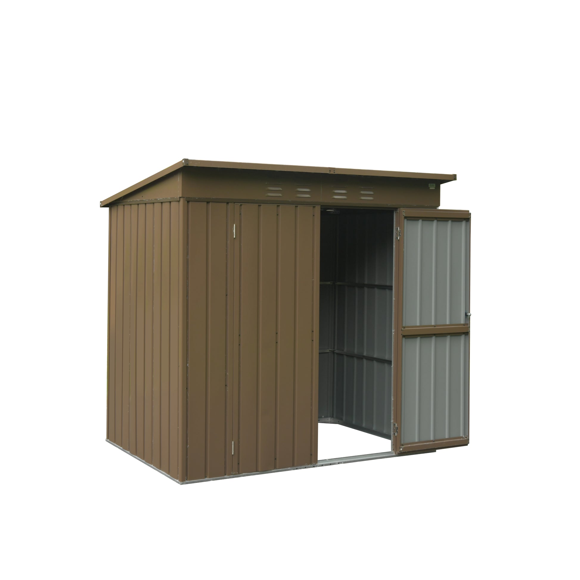 Outdoor Storage Shed 6X4 Ft, Metal Tool Sheds Storage House With Lockable Double Door, Large Bike Shed Waterproof For Garden, Backyard, Lawn Brown Metal