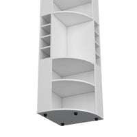 71" Corner Bar Cabinet With Five Shelves, Eight Bottle Cubbies And Stemware,White White Particle Board Particle Board