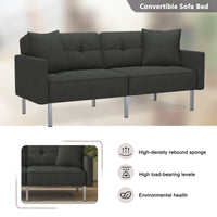 Orisfur. Linen Upholstered Modern Convertible Folding Futon Sofa Bed For Compact Living Space, Apartment, Dorm, Black Black Foam Linen