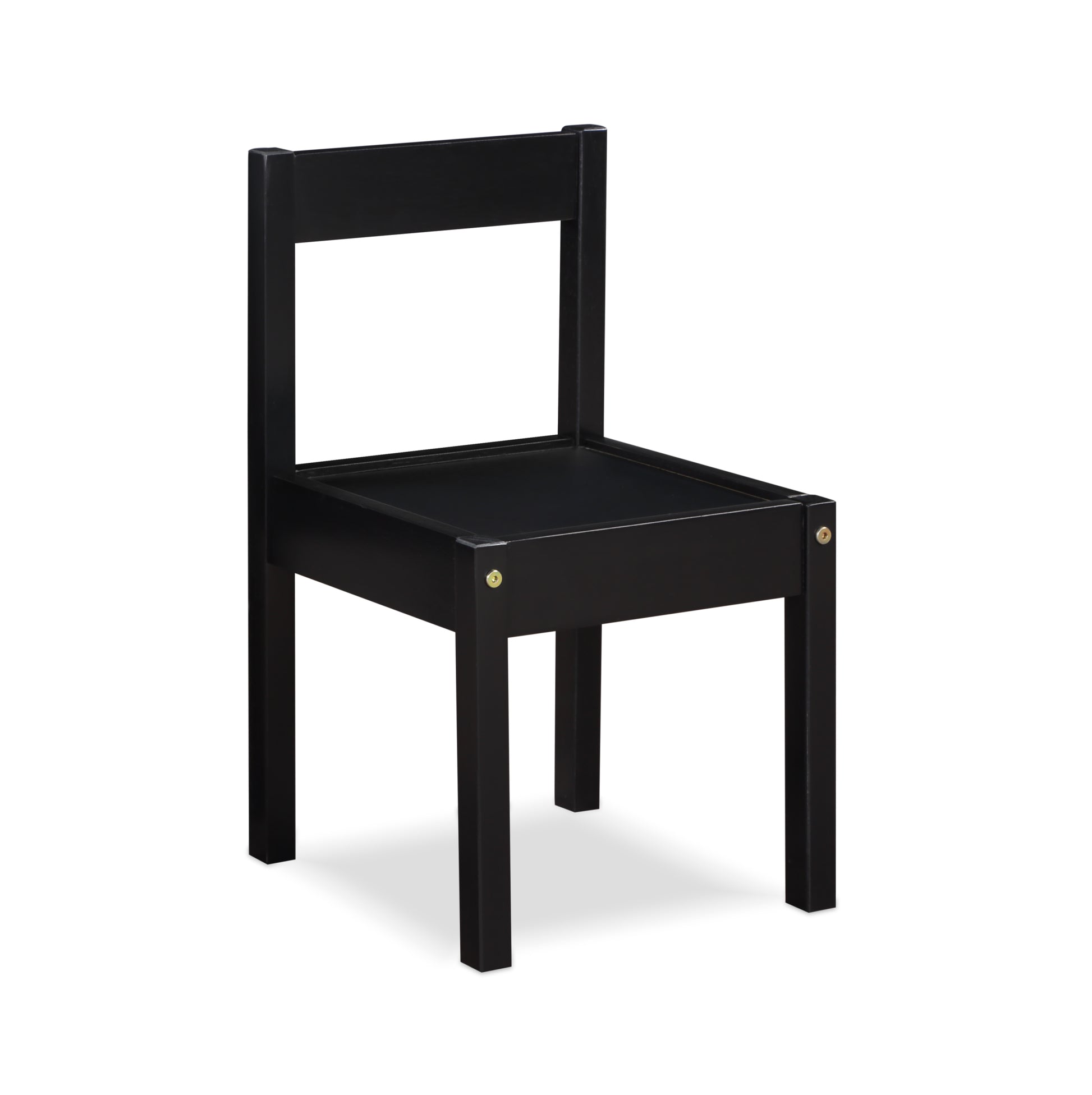 Della 3 Piece Solid Wood Kids Table & Two Chair Set, Black Black Rubberwood Wood