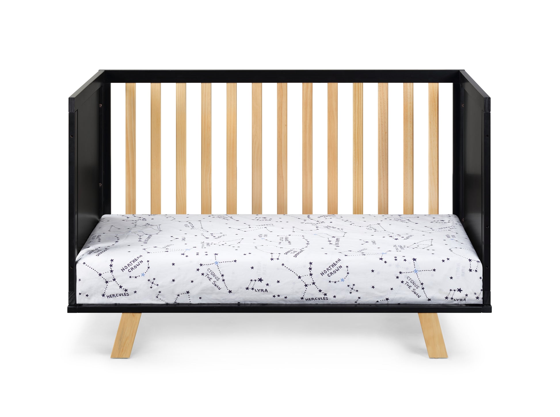 Livia 3 In 1 Convertible Island Crib Black Natural Black Solid Wood